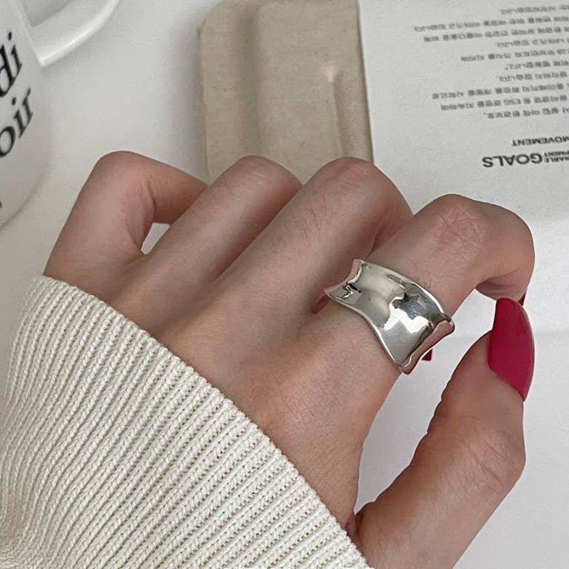 Sterling Silver Asymmetrical Ring - Chic