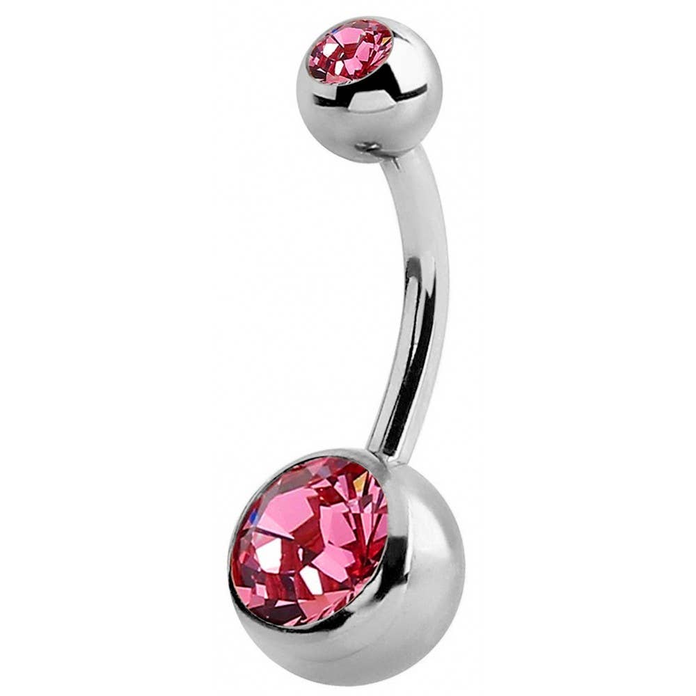 Double Jeweled Bananabell Belly Ring, Surgical Steel 316L