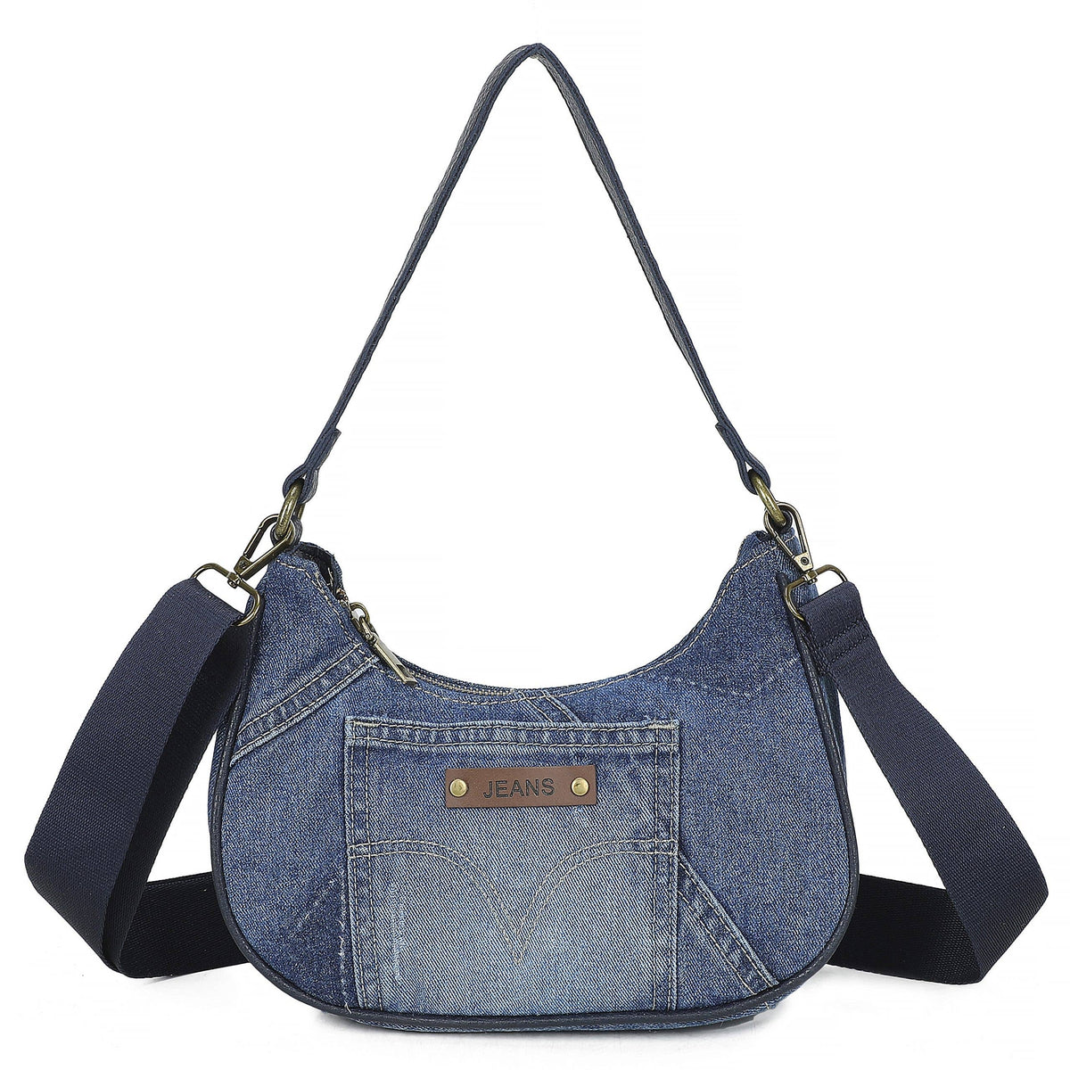 Trendy Vintage Crescent Denim Crossbody Shoulder H