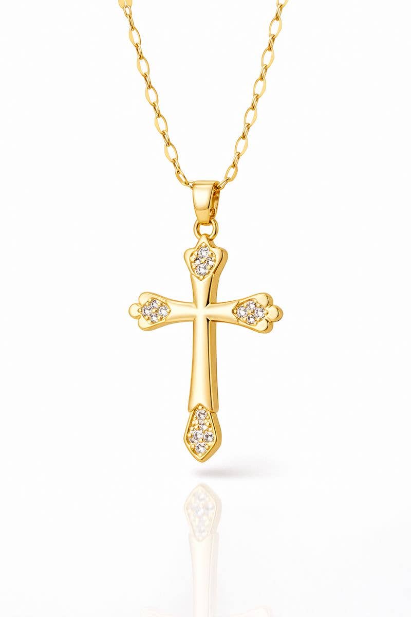 European Style Studded Cross Pendant Necklace Fashion Jewel