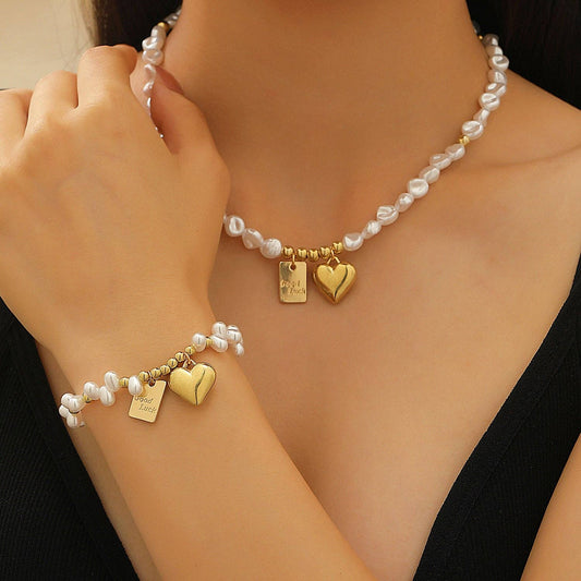 Baroque Pearl Necklace Bracelet Set