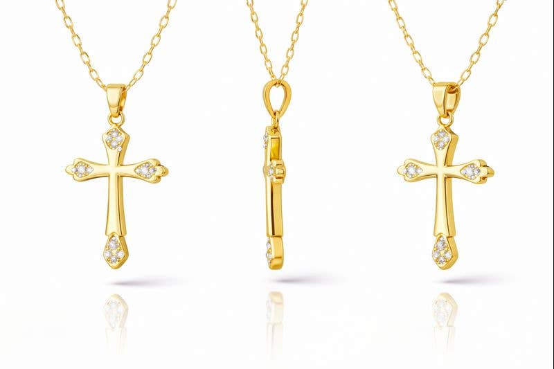 European Style Studded Cross Pendant Necklace Fashion Jewel