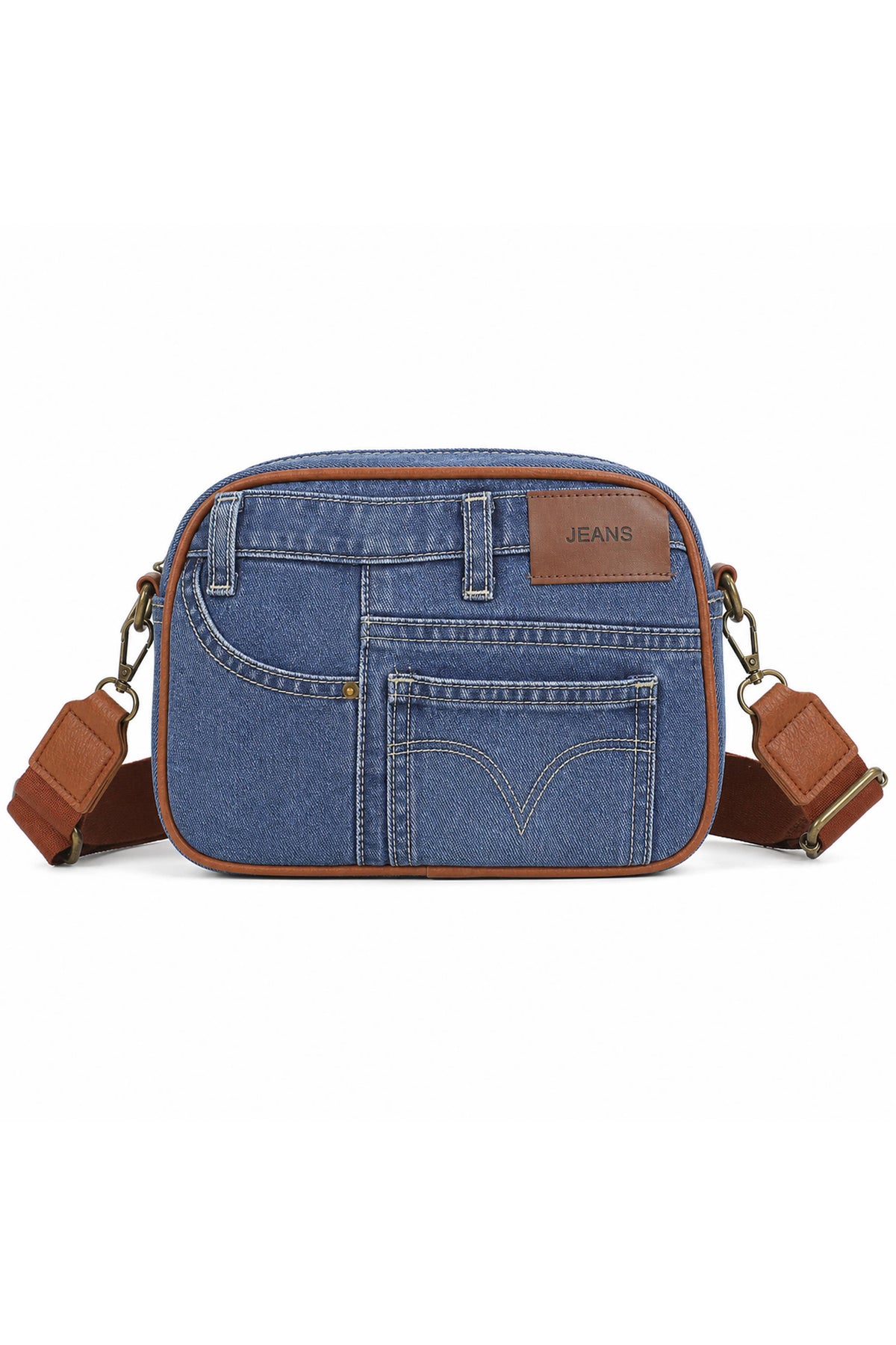 Jean Style Denim Crossbody Bag with Adjustable Strap