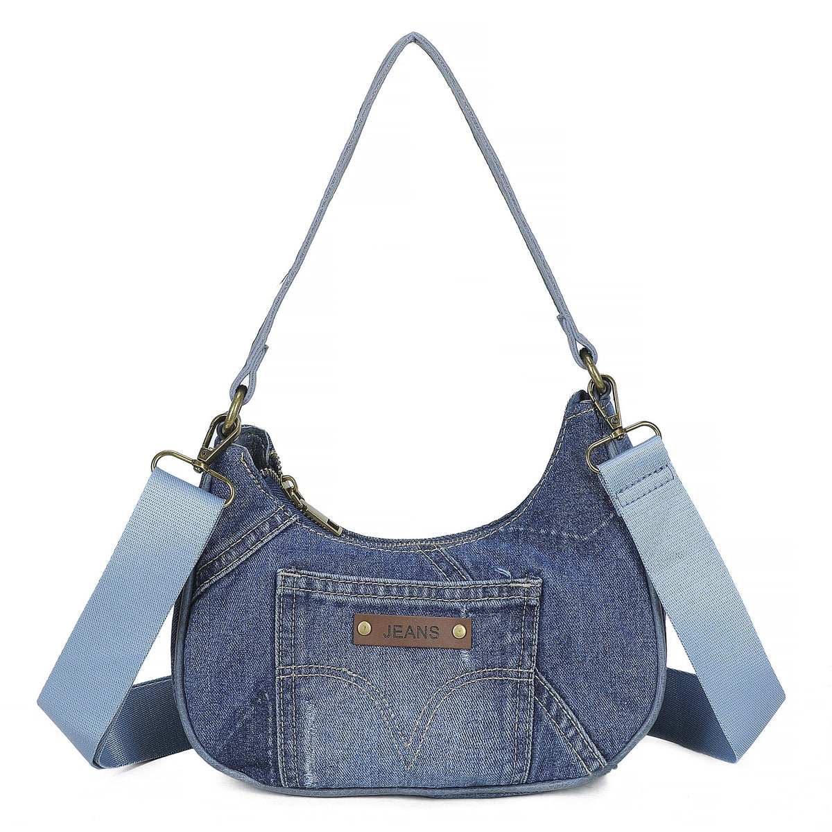 Trendy Vintage Crescent Denim Crossbody Shoulder H