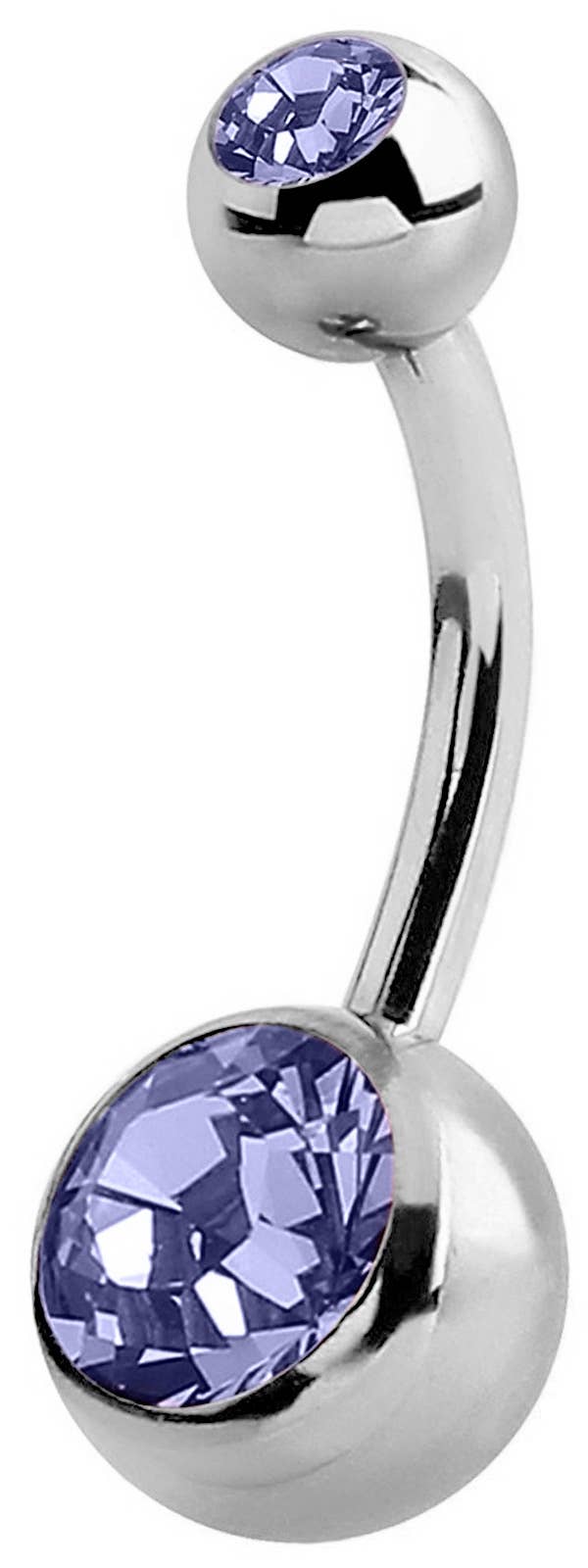 Double Jeweled Bananabell Belly Ring, Surgical Steel 316L