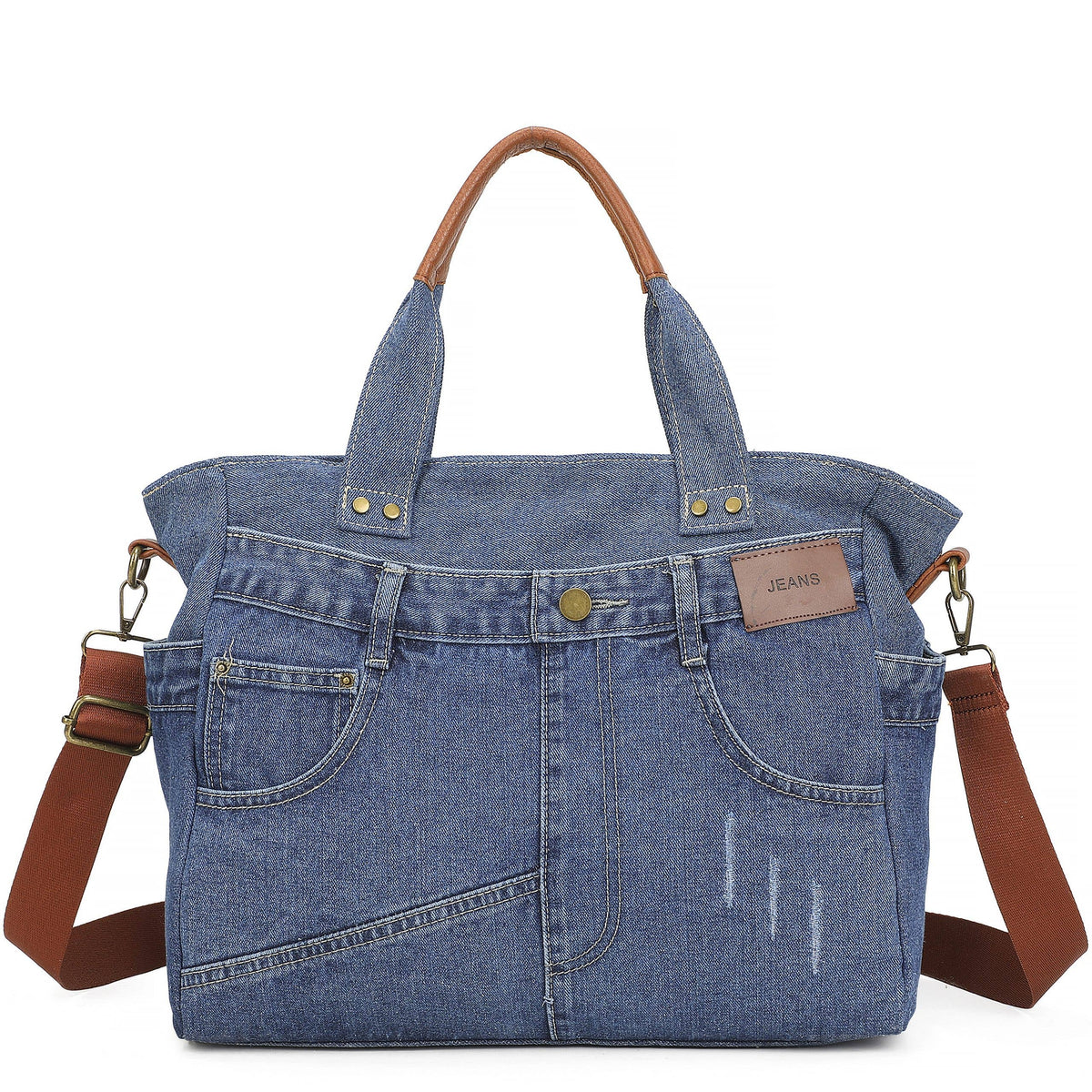 Large Spacious Vintage Denim Crossbody Shoulder To