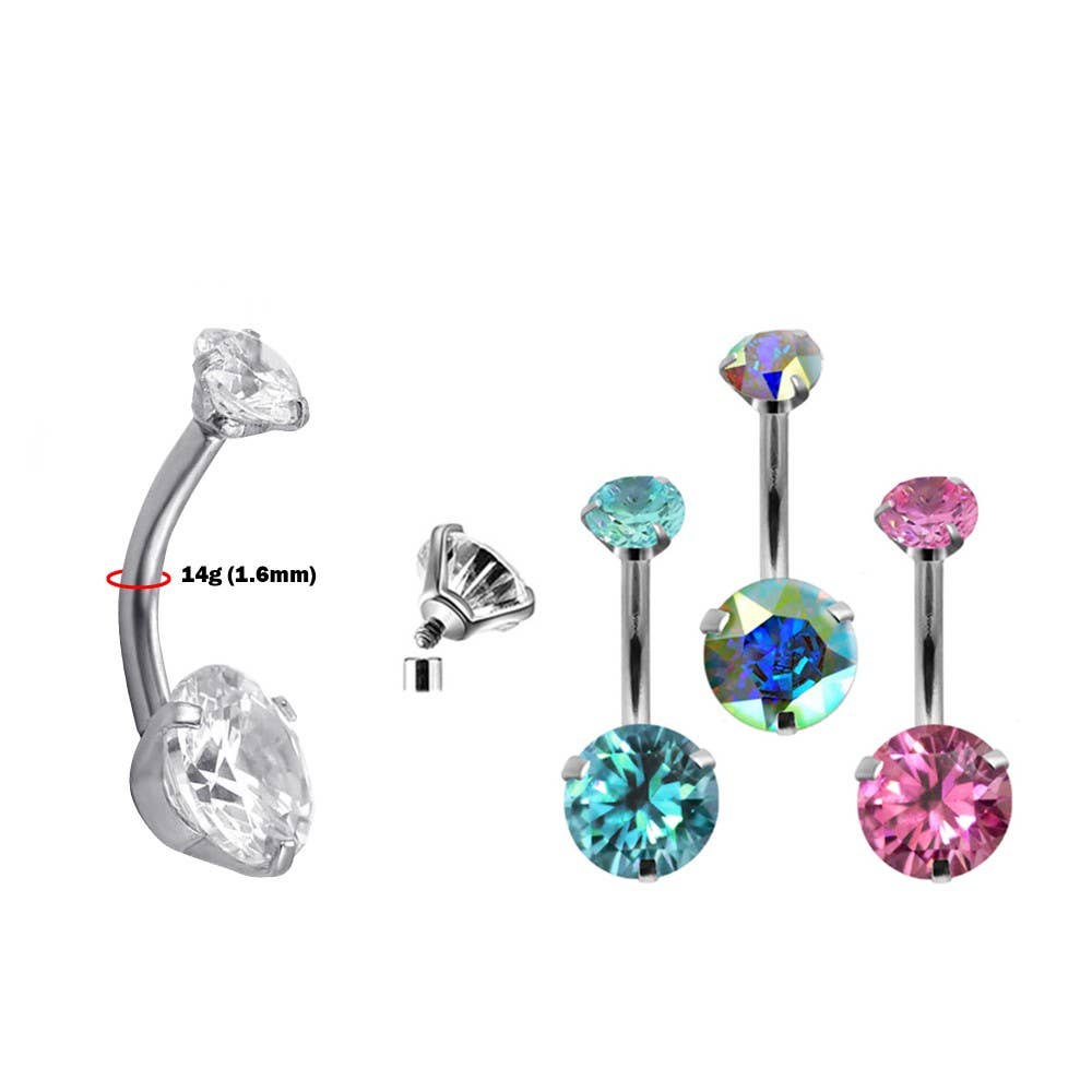BELLYBAR PRONG SET INTERNALLY THREADED 14G(1.6mm) - 316L
