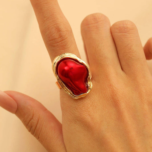 Baroque Pearl Red Ring