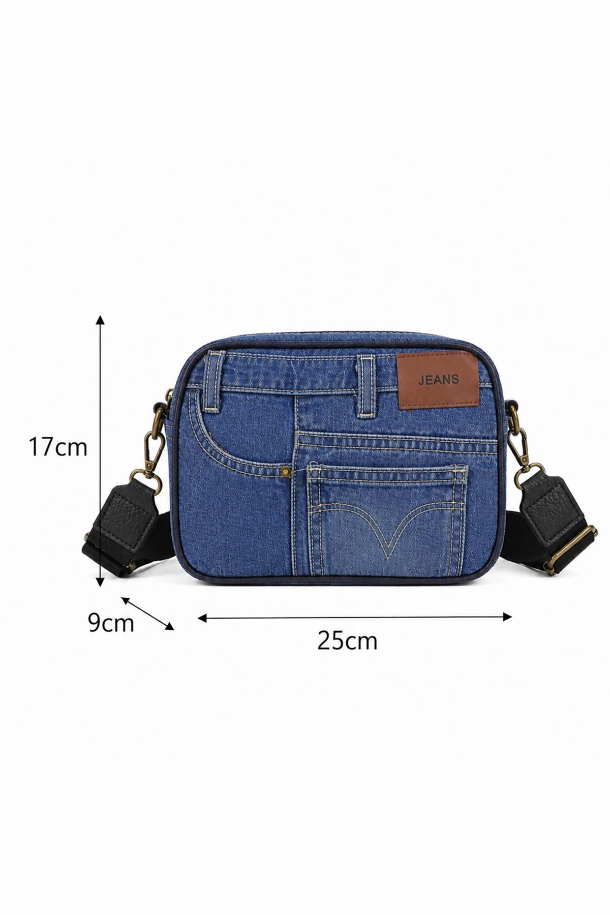 Jean Style Denim Crossbody Bag with Adjustable Strap