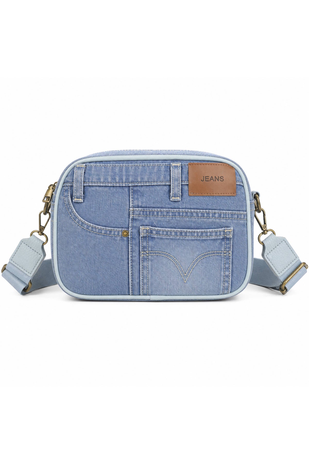 Jean Style Denim Crossbody Bag with Adjustable Strap