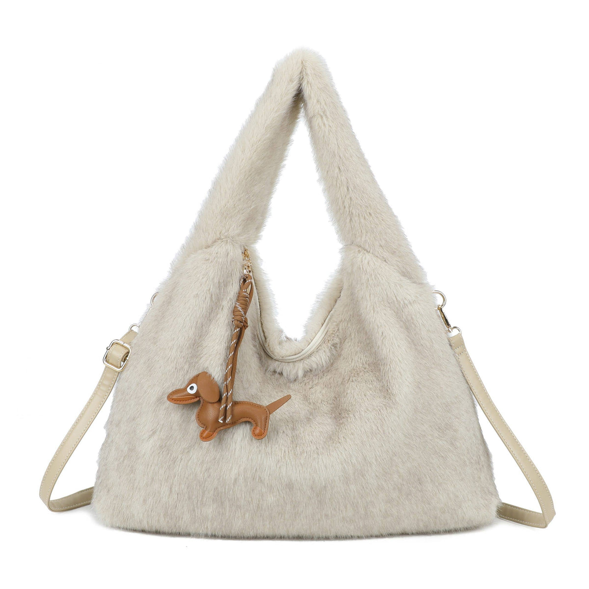 Cozy Faux Fur Hobo Soft Textured Tote Shoulder Bag