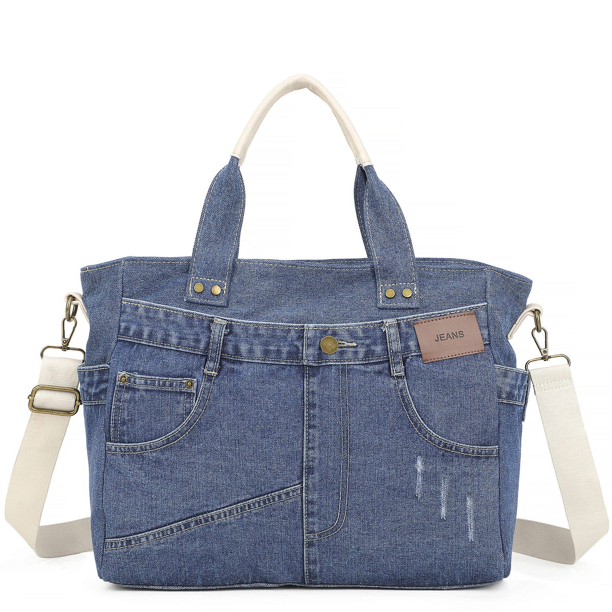 Large Spacious Vintage Denim Crossbody Shoulder To