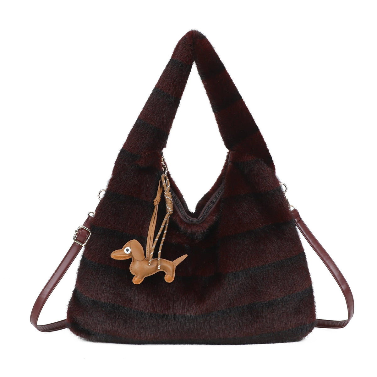 Cozy Faux Fur Hobo Soft Textured Tote Shoulder Bag