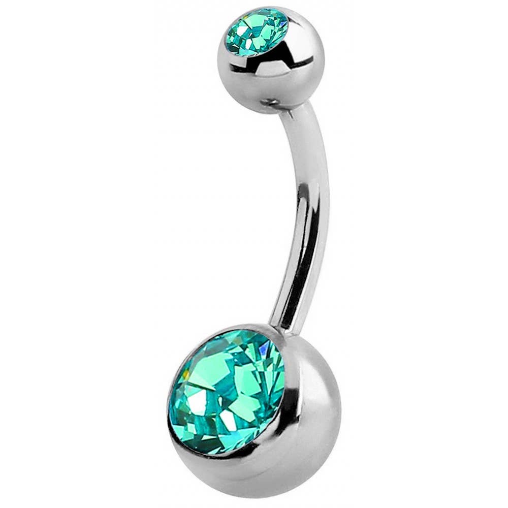 Double Jeweled Bananabell Belly Ring, Surgical Steel 316L