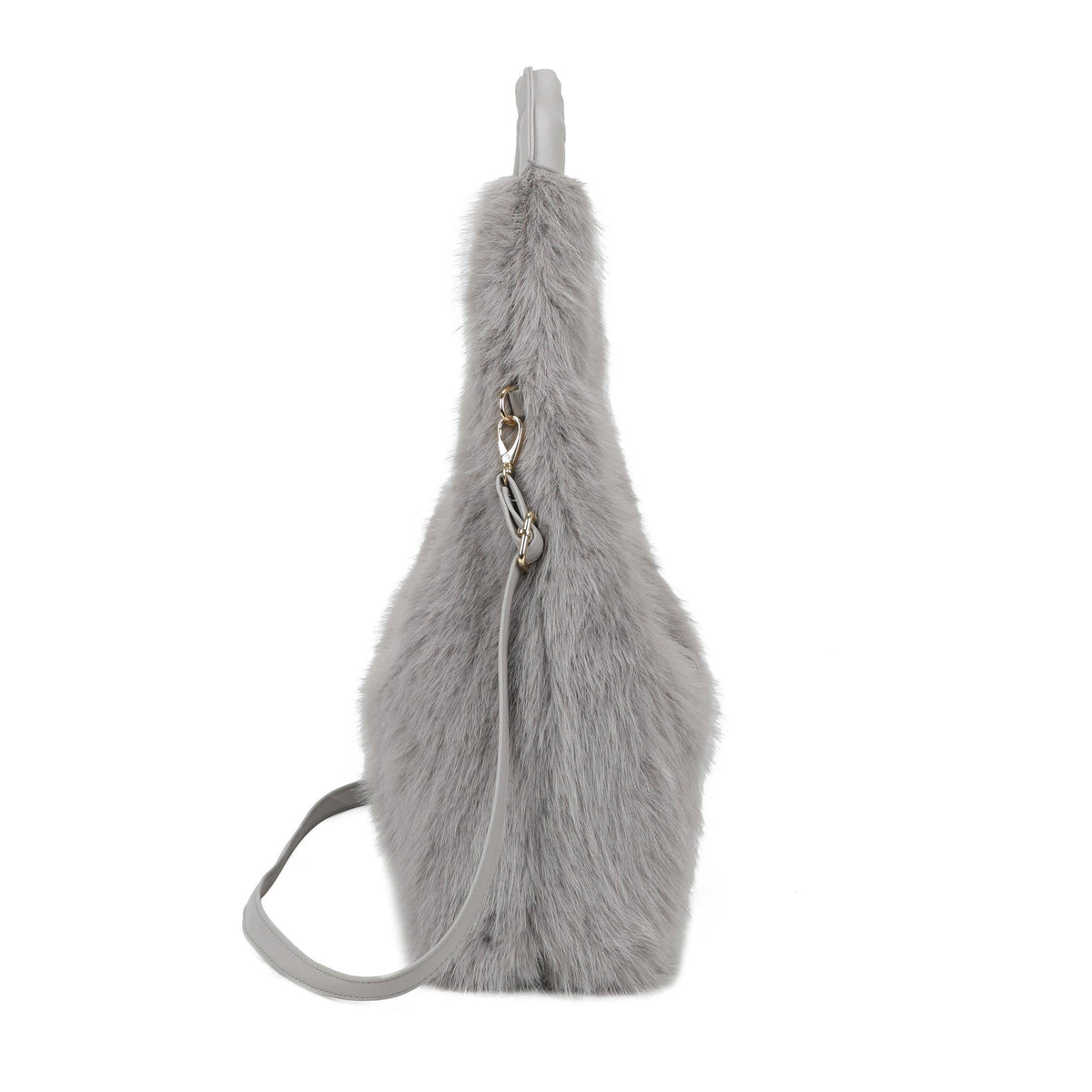 Spacious Faux Fur Hobo Shoulder Bag Crossbody Strap