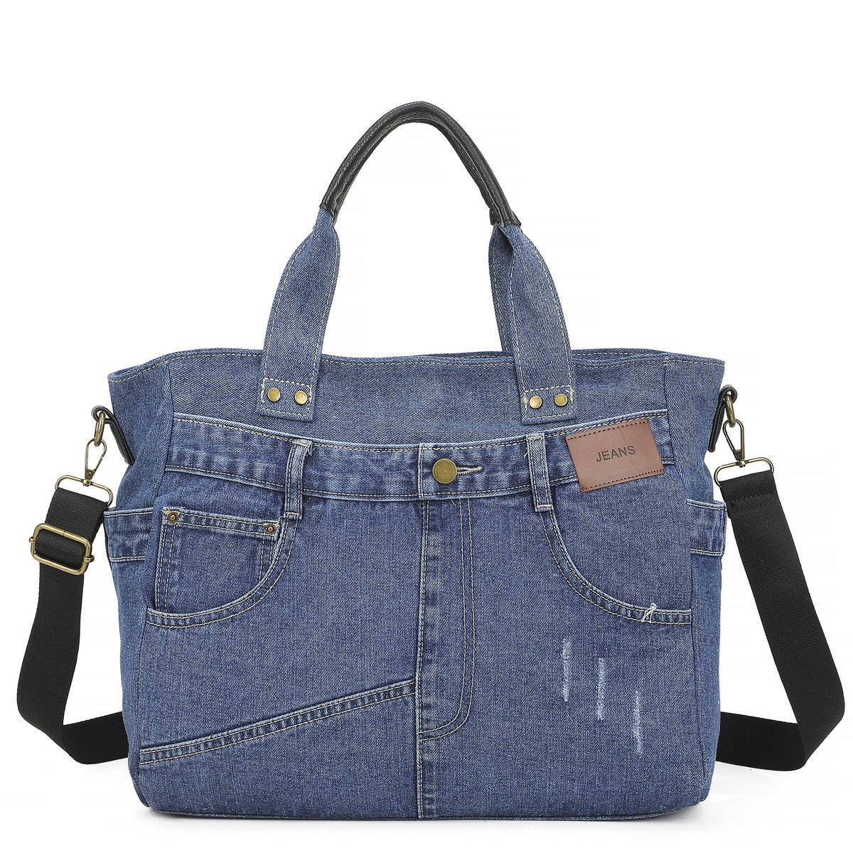 Large Spacious Vintage Denim Crossbody Shoulder To