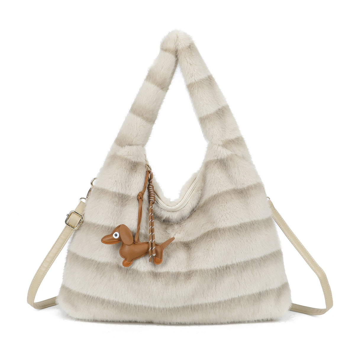 Cozy Faux Fur Hobo Soft Textured Tote Shoulder Bag