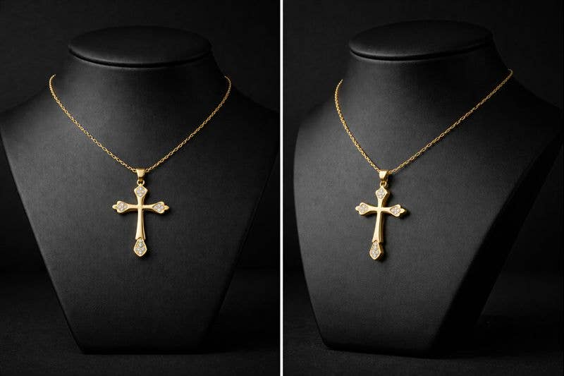 European Style Studded Cross Pendant Necklace Fashion Jewel