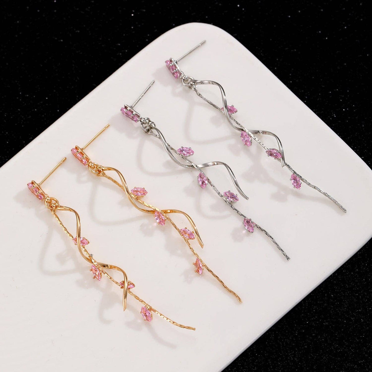 French Luxury Long
Zircon Tassel Earrings