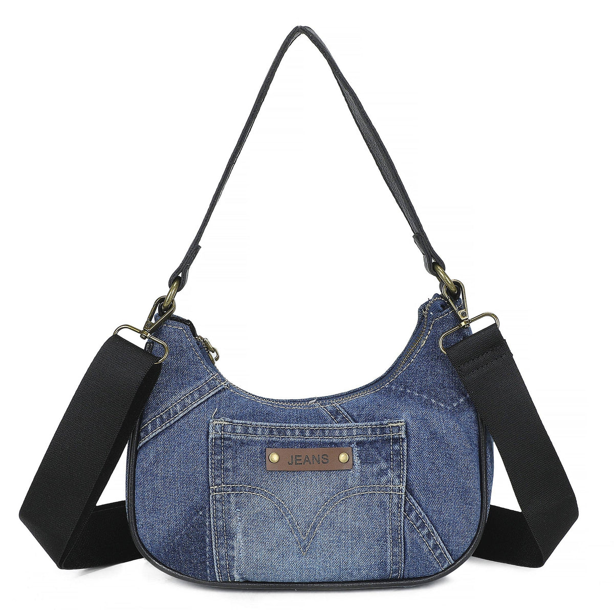 Trendy Vintage Crescent Denim Crossbody Shoulder H