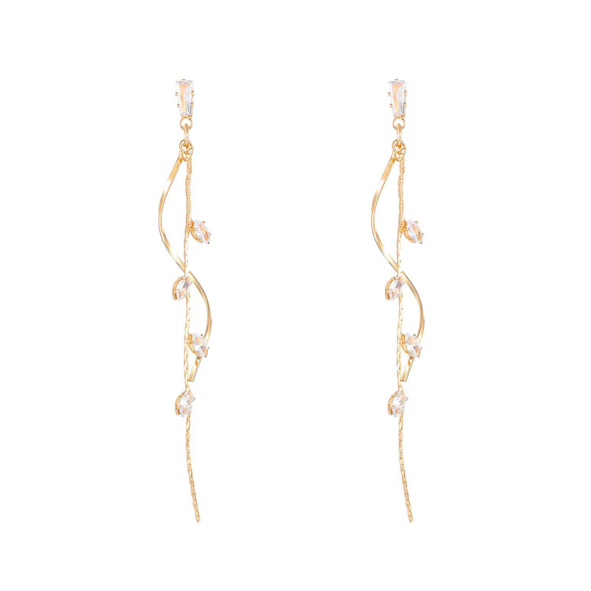 French Luxury Long
Zircon Tassel Earrings