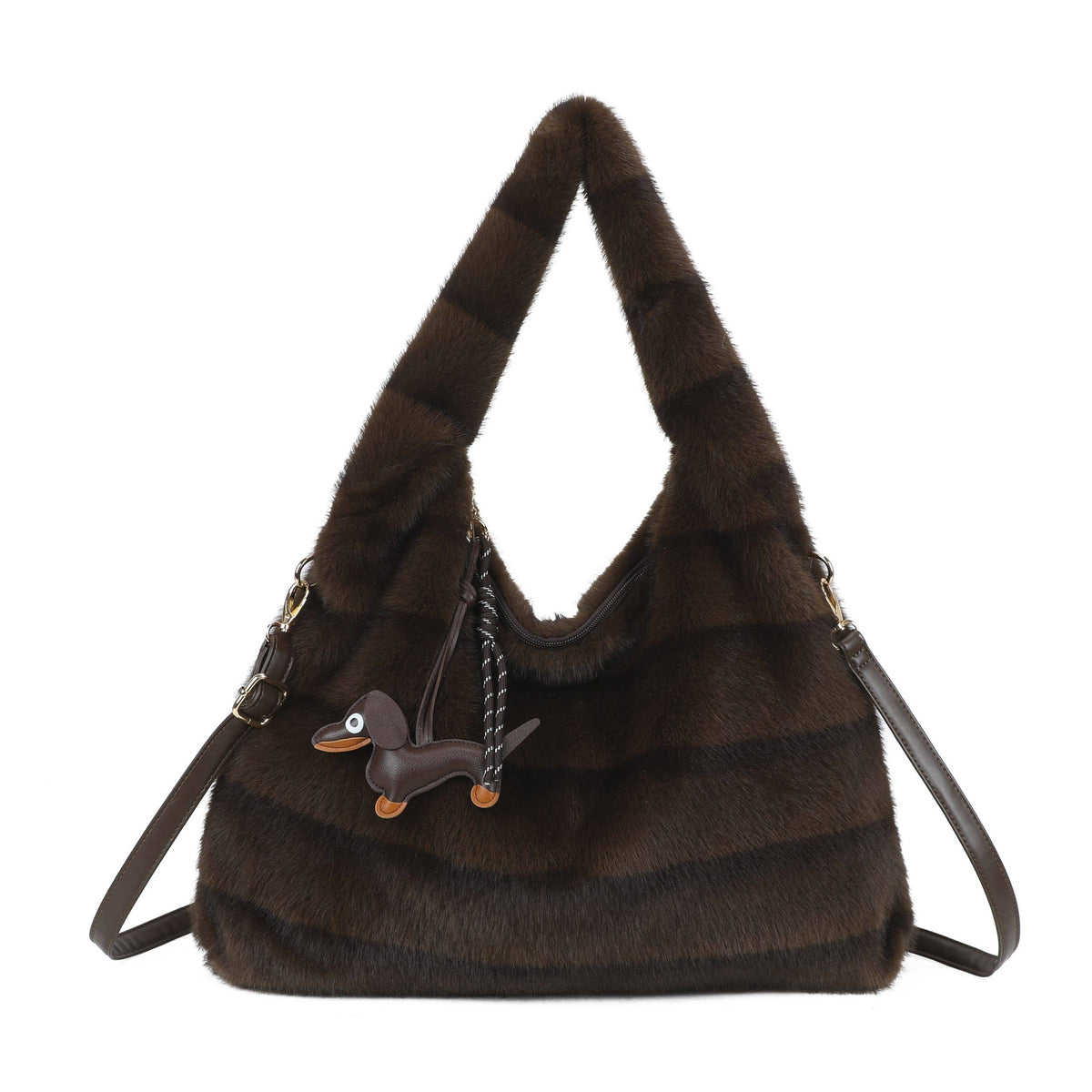 Cozy Faux Fur Hobo Soft Textured Tote Shoulder Bag