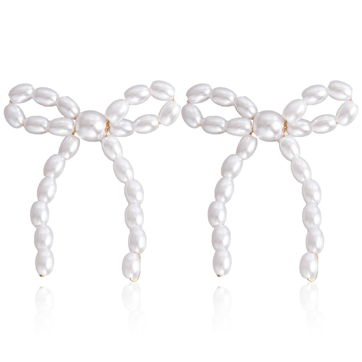 Pearl Bow Earrings for Women Drop Knot Dangle Stud Jewelry