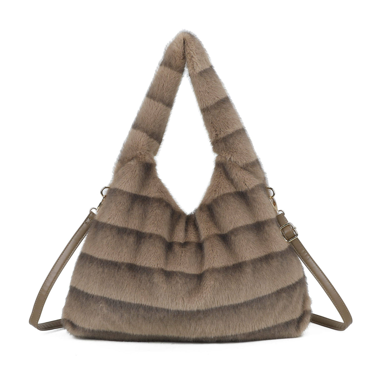 Cozy Faux Fur Hobo Soft Textured Tote Shoulder Bag