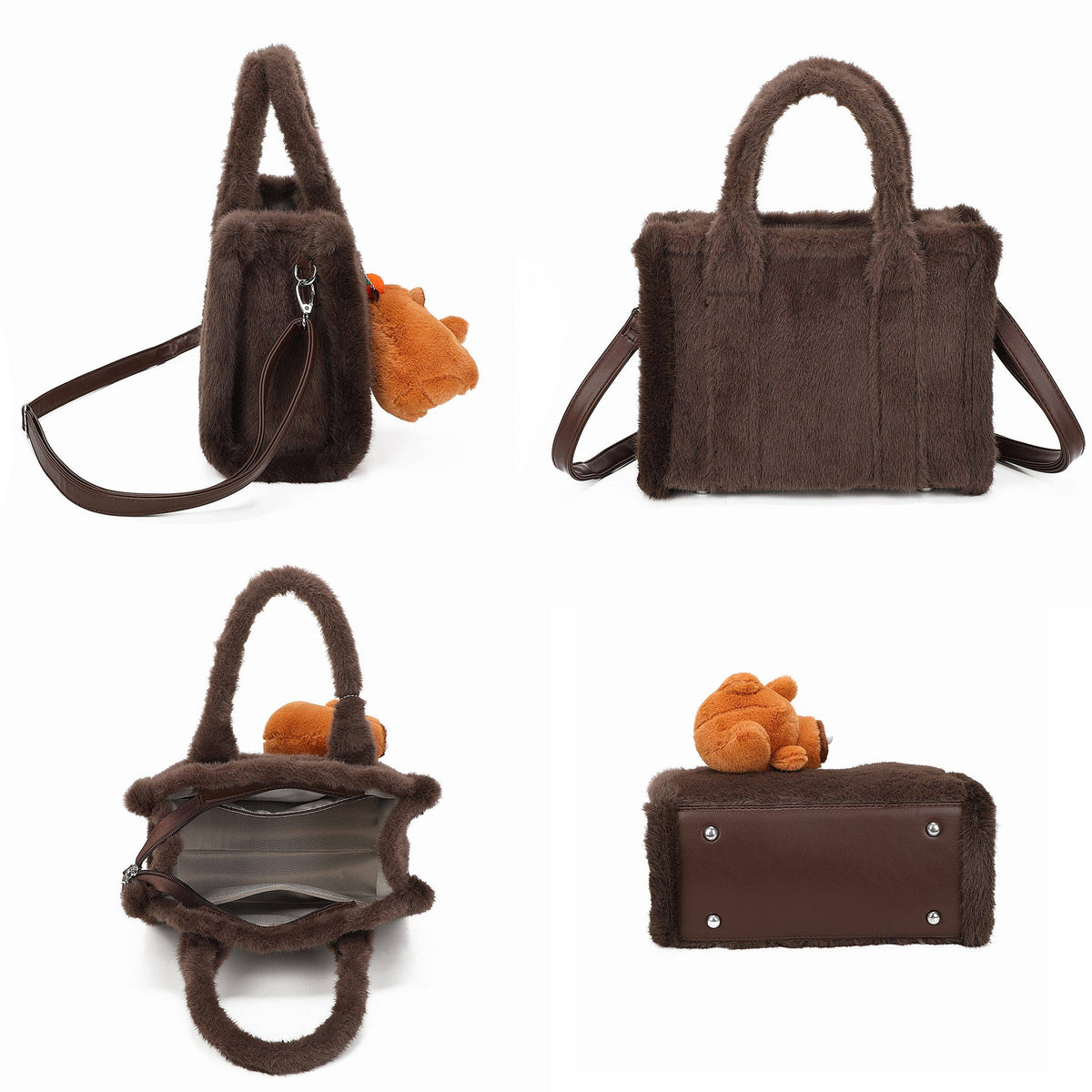Soft Fluffy Plush Cute Furry Charm Crossbody Handbag