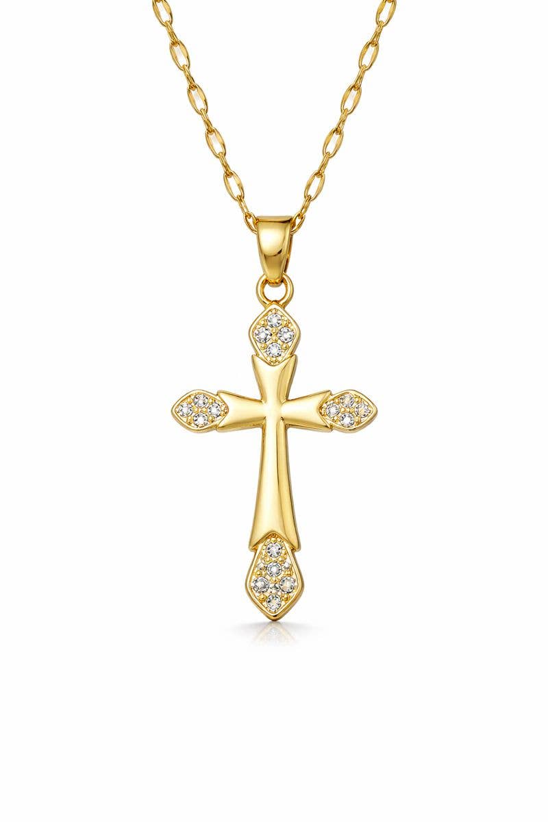 European Style Studded Cross Pendant Necklace Fashion Jewel
