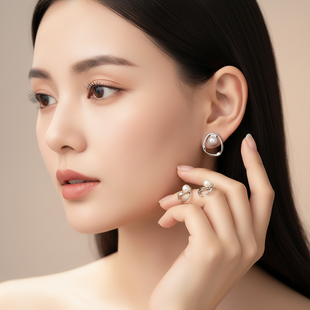 Baroque Pearl Mixed Style Hoop & Stud  Earrings Set