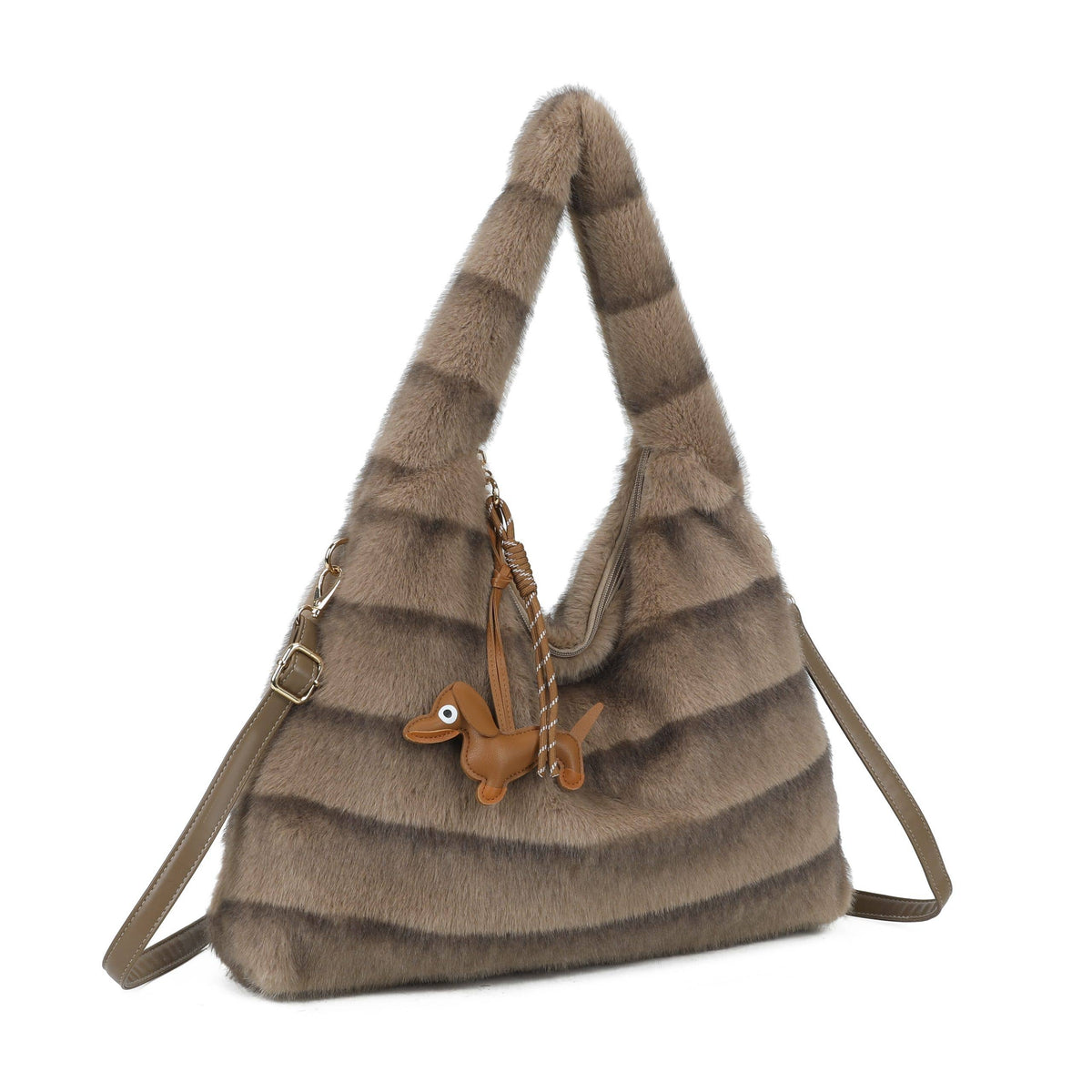 Cozy Faux Fur Hobo Soft Textured Tote Shoulder Bag