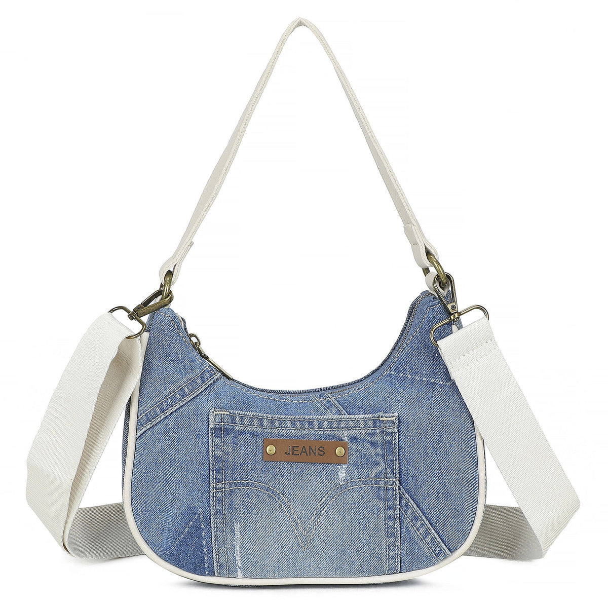 Trendy Vintage Crescent Denim Crossbody Shoulder H