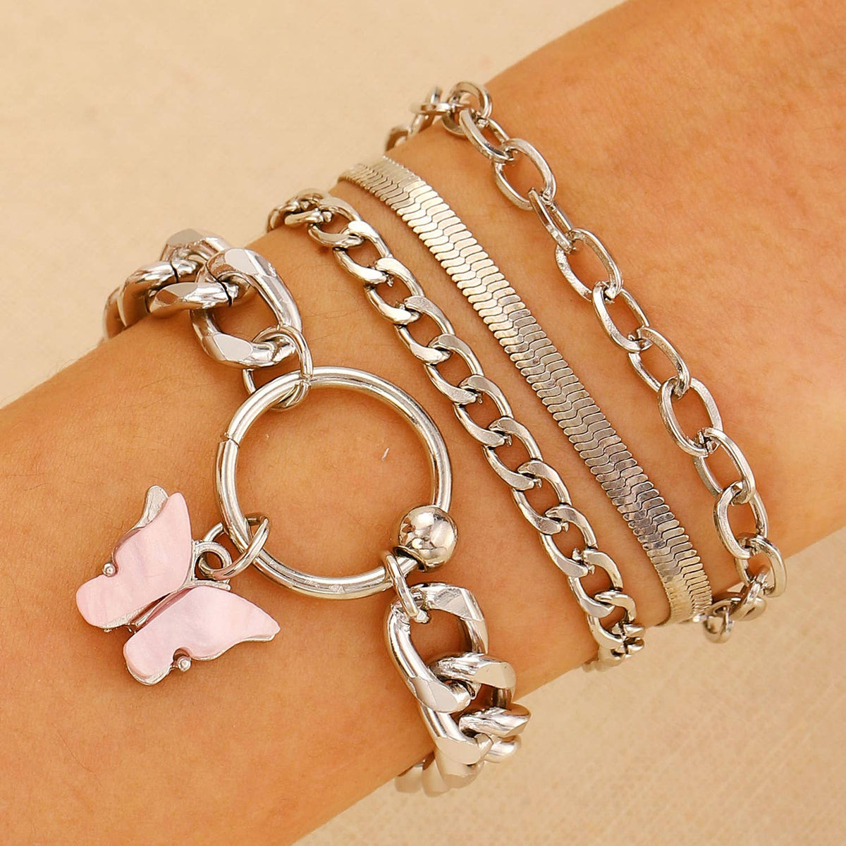 Butterfly theme Multi bracelet Set of 5