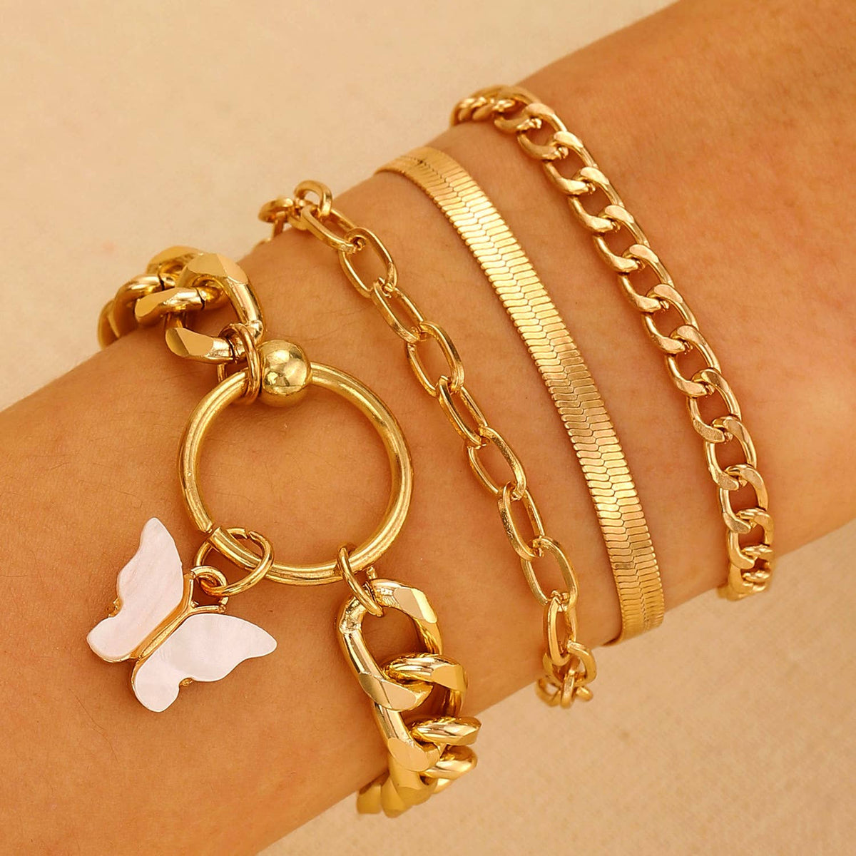 Butterfly theme Multi bracelet Set of 5