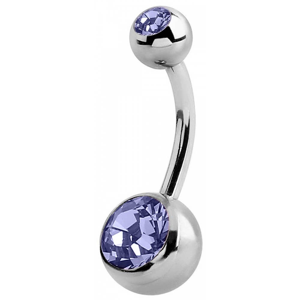Double Jeweled Bananabell Belly Ring, Surgical Steel 316L