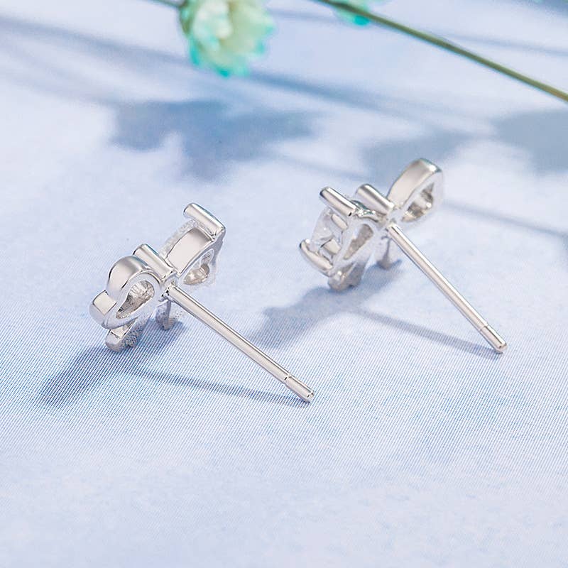 Bow Crystal Silver Earrings - Unique & Elegant