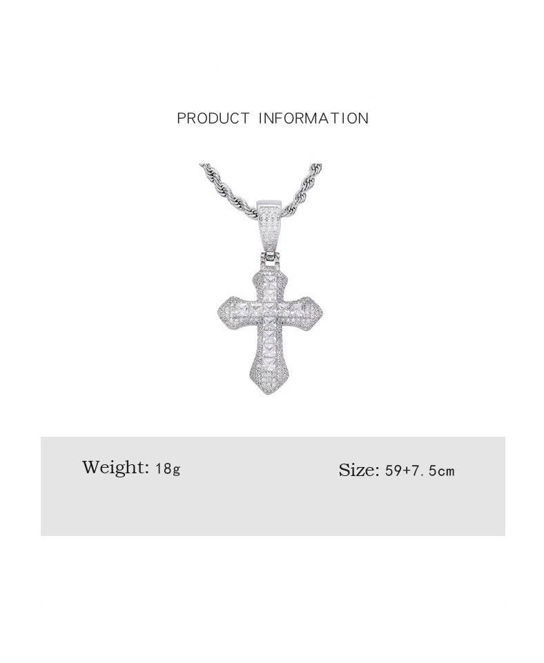 Studded Cross Necklace in Silver with twisted chain