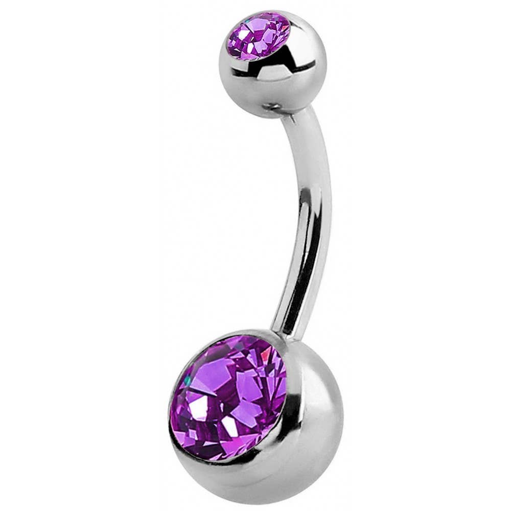 Double Jeweled Bananabell Belly Ring, Surgical Steel 316L