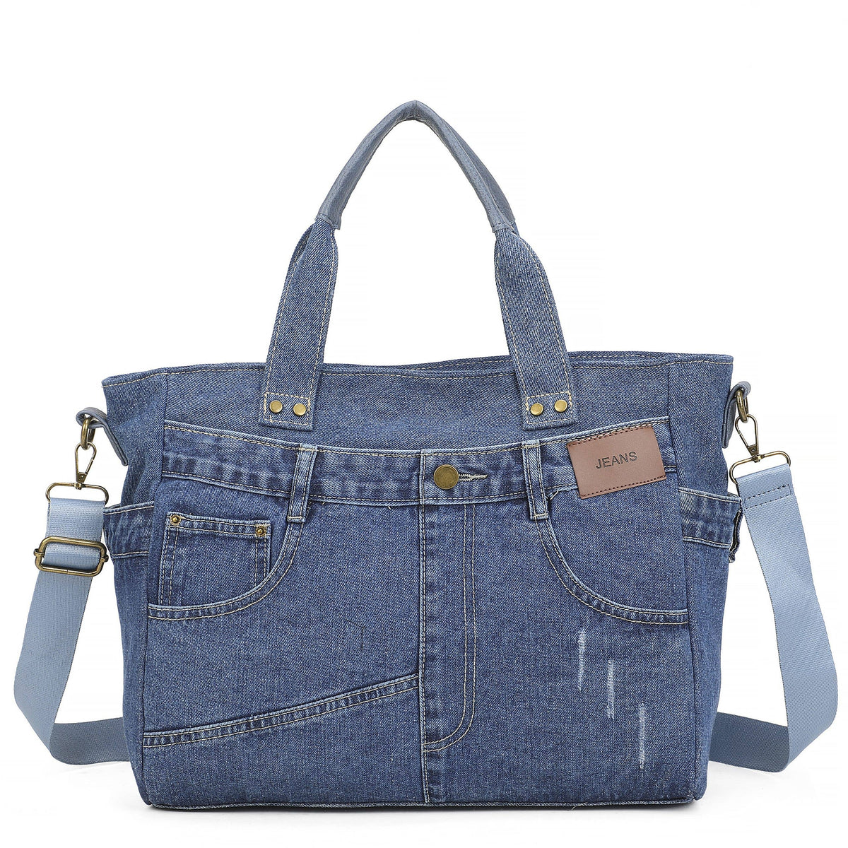 Large Spacious Vintage Denim Crossbody Shoulder To