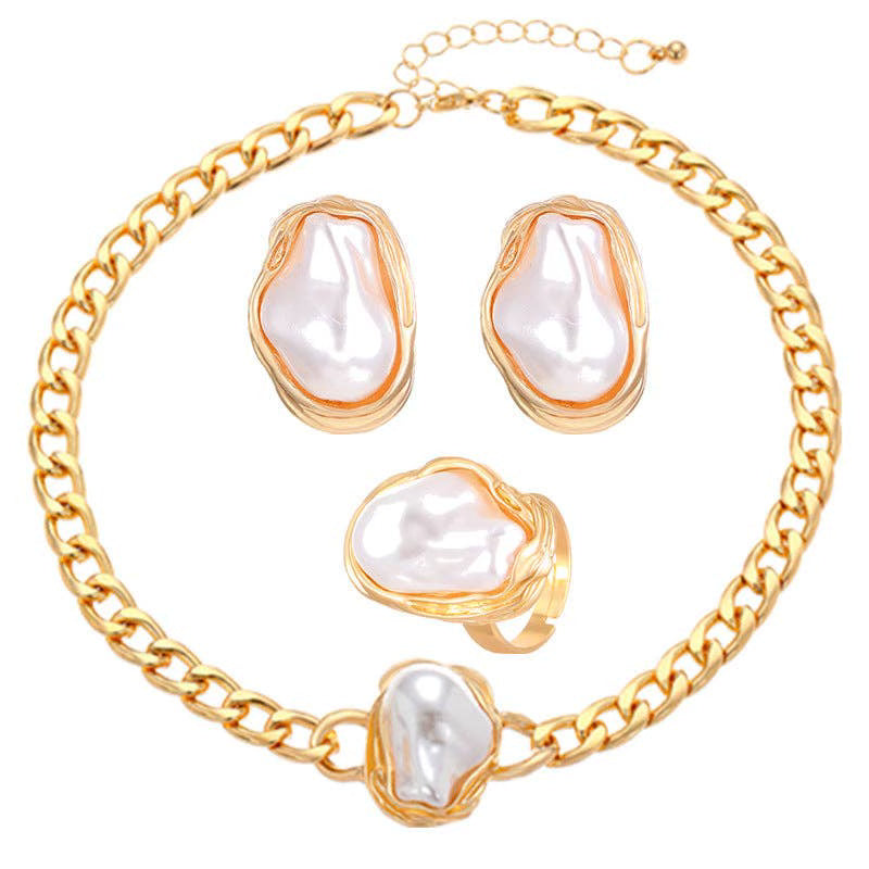 Baroque Pearl jewellery Necklaces, Earrings, Ring, and Bracelet set