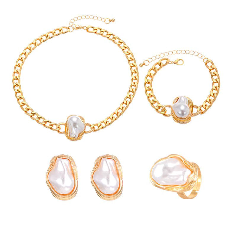 Baroque Pearl jewellery Necklaces, Earrings, Ring, and Bracelet set