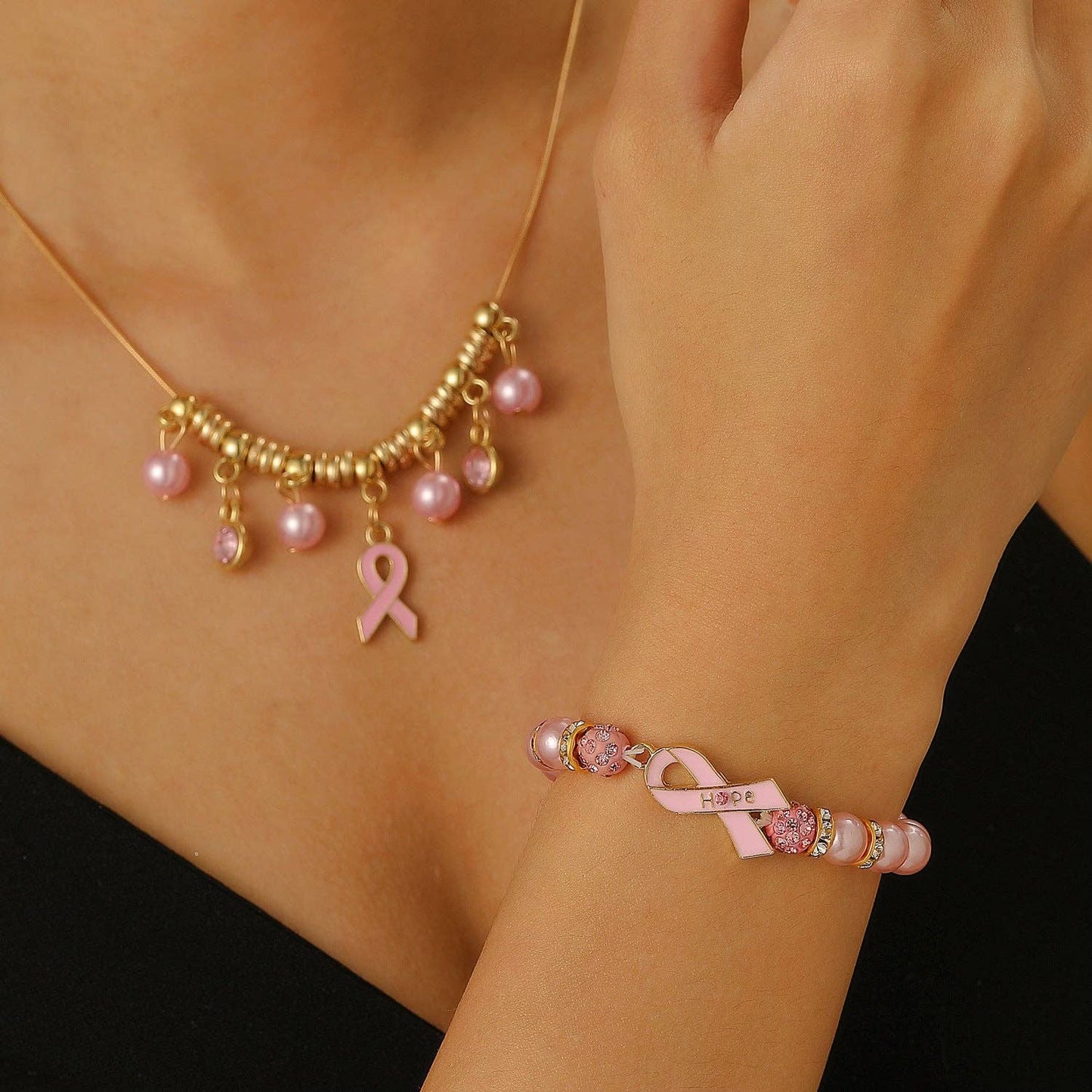 Baroque Shaped Pearl Jewelry Set - Elegant Women's Necklace, Earrings, Ring, and Bracelet