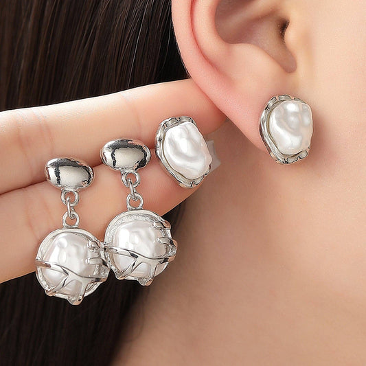 Baroque Pearl Drop & Stud Mixed Set Earrings Set