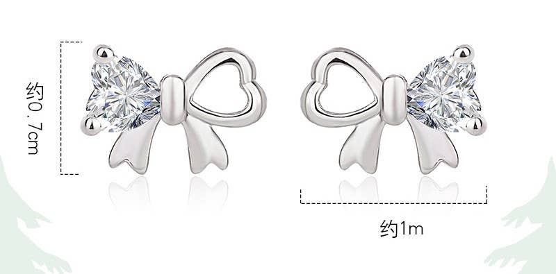 Bow Crystal Silver Earrings - Unique & Elegant