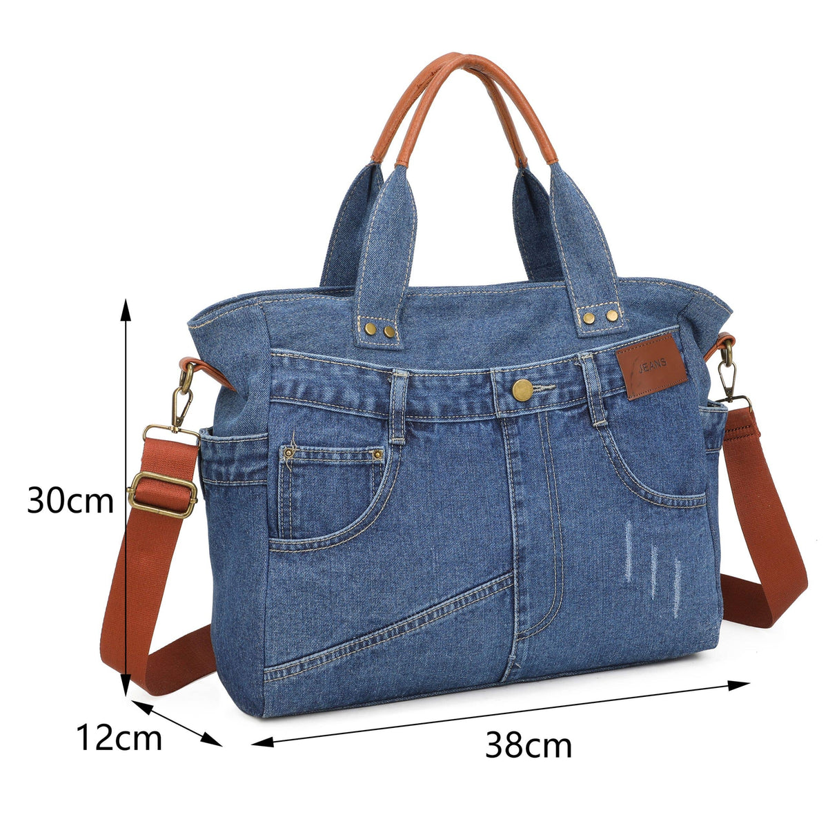Large Spacious Vintage Denim Crossbody Shoulder To