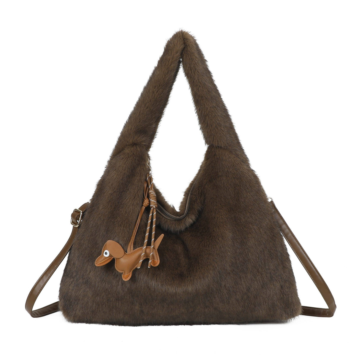 Cozy Faux Fur Hobo Soft Textured Tote Shoulder Bag