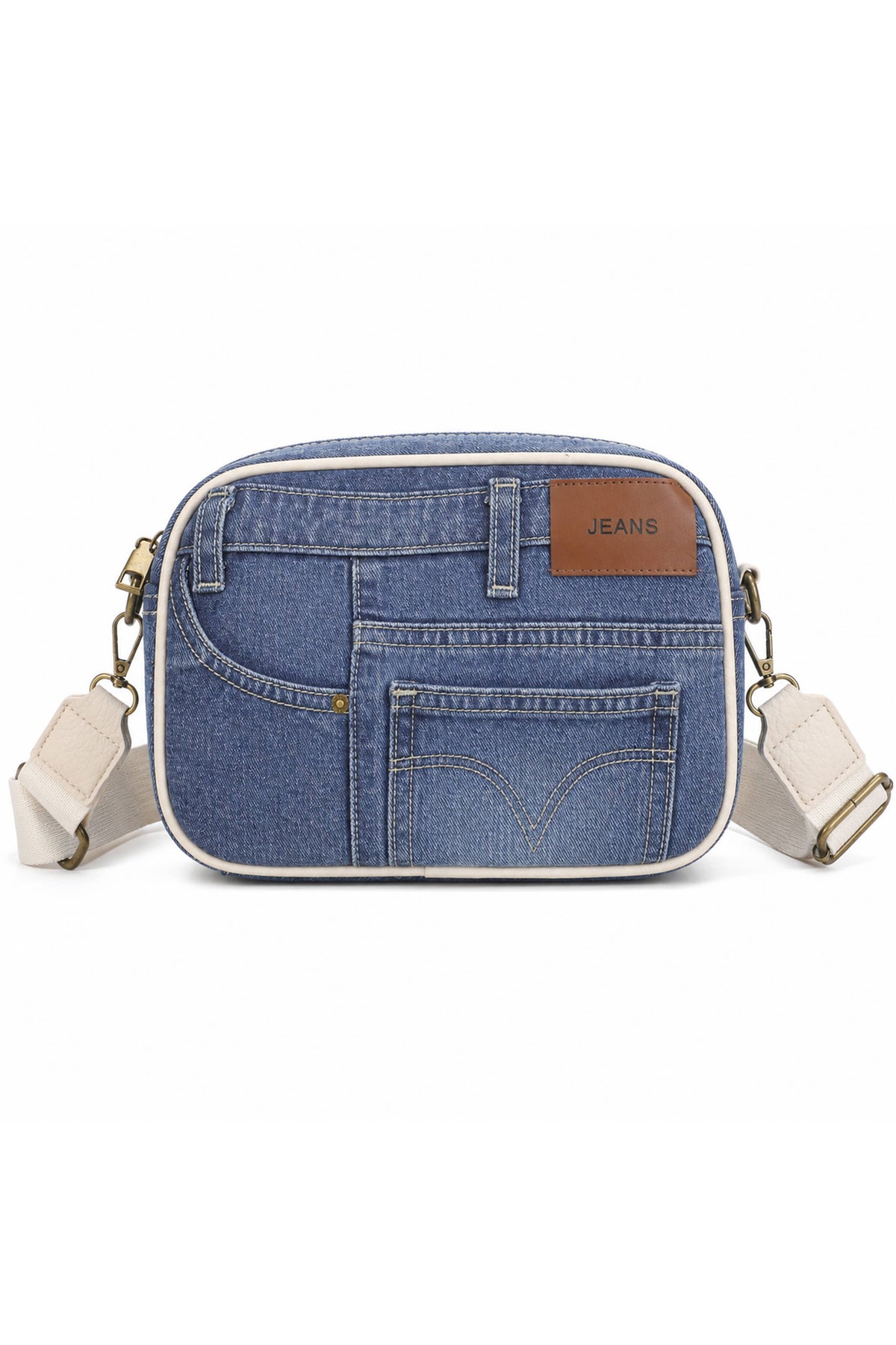 Jean Style Denim Crossbody Bag with Adjustable Strap