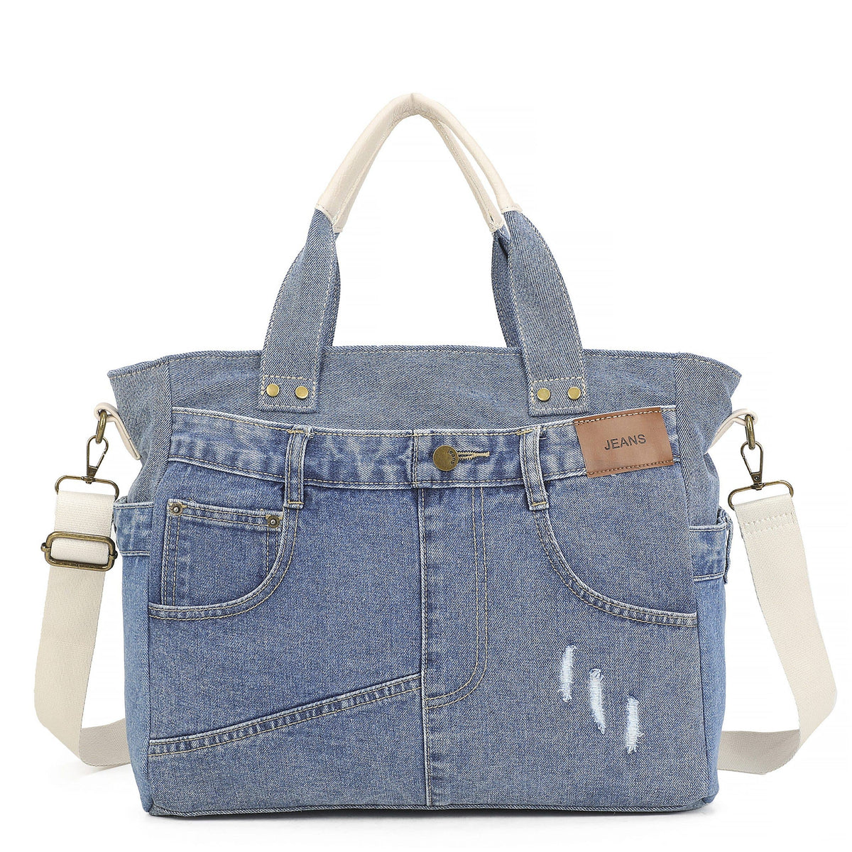 Large Spacious Vintage Denim Crossbody Shoulder To