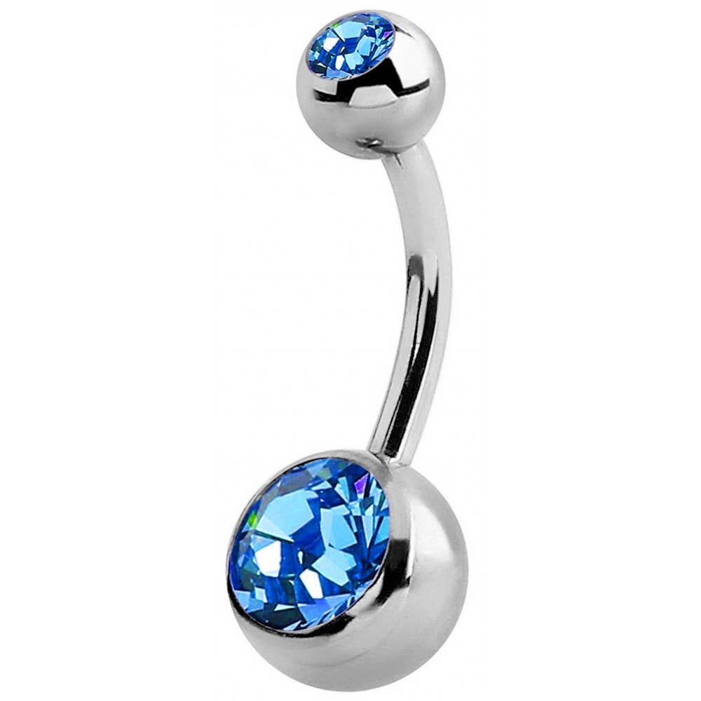 Double Jeweled Bananabell Belly Ring, Surgical Steel 316L